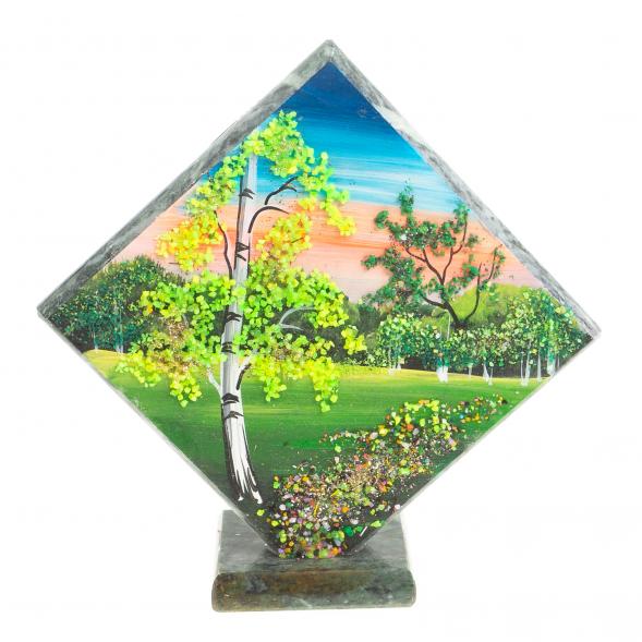 Панно из камня на подставке &amp;quot;Лето&amp;quot; 14х14 см 122532