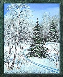 Картина из камня &amp;quot;Зимний пейзаж&amp;quot; рамка змеевик 34х44 см