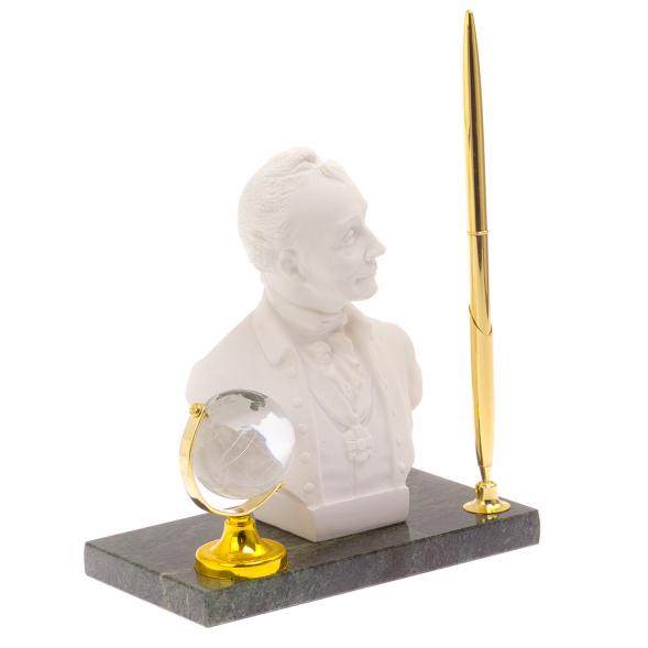 Подставка под ручку &amp;quot;Бюст Суворова&amp;quot; змеевик мраморная крошка 125339
