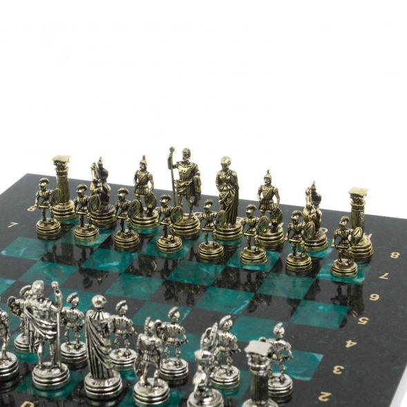 Шахматы подарочные &amp;quot;Римские воины&amp;quot; из змеевика 28х28 см 127735