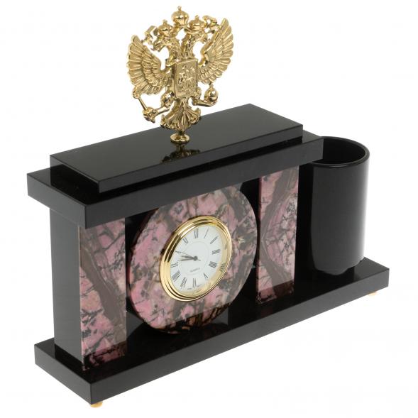 Настольный мини-набор &amp;quot;Герб РФ&amp;quot; из родонита 129535