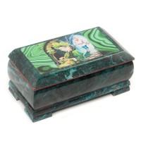 Шкатулка Хозяйка медной горы с иллюстрацией под малахит 18х9х8 см