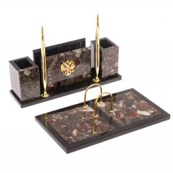 Письменный набор &amp;quot;Советник&amp;quot; с Гербом РФ из конгломерата