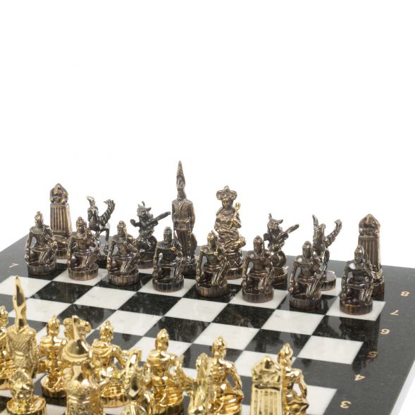 Шахматы бронзовые &amp;quot;Шахерезада&amp;quot; доска 40х40 см мрамор змеевик 127256