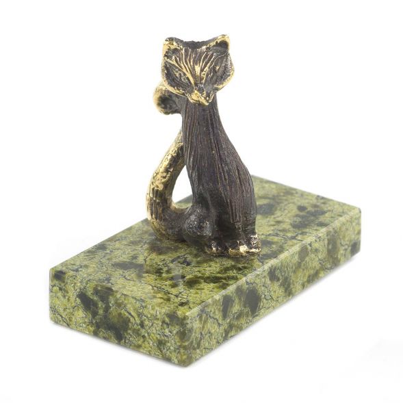 Статуэтка из бронзы на подставке из змеевика &amp;quot;Кошка&amp;quot; 119701