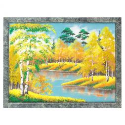 Картина из камня &amp;quot;Осенний пейзаж&amp;quot; рамка змеевик 34х44 см