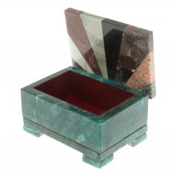 Шкатулка с мозаикой из змеевика 12х8х6,5 см
