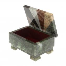 Шкатулка с мозаикой из змеевика 12х8х6,5 см