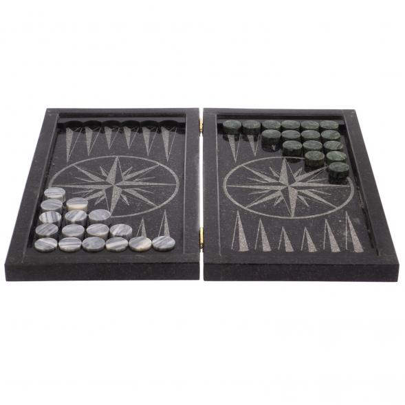 Нарды с гравировкой &amp;quot;Танк / Роза ветров&amp;quot; из гранита 125810