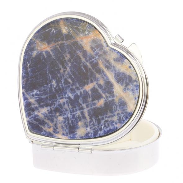 Таблетница &amp;quot;Сердце&amp;quot; на 3 отделения камень содалит цвет серебро 125971