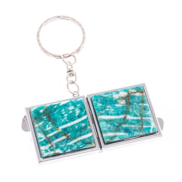 Складное зеркало брелок из амазонита квадратное 126640