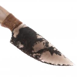 Нож каменный из обсидиана рукоять агат 20х4х2 см