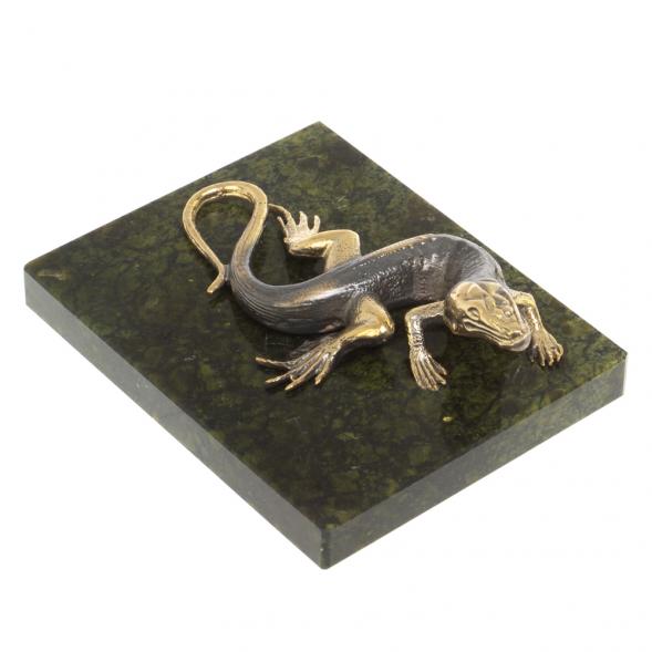 Бронзовая фигурка &amp;quot;Ящерица&amp;quot; из змеевика и бронзы 8х6,5х3 см 126859