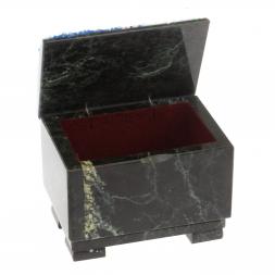 Шкатулка &amp;quot;Сундучок&amp;quot; змеевик рисунок зима 11,5х8х8 см