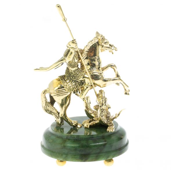 Бронзовая статуэтка &amp;quot;Георгий Победоносец&amp;quot; на нефрите 128659