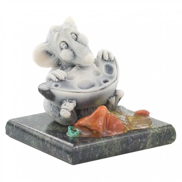 Сувенир &amp;quot;Крыса малая с сыром&amp;quot; из мрамолита 120243