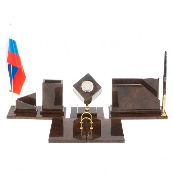 Настольный набор &amp;quot;Оптимал&amp;quot; камень обсидиан коричневый 122372