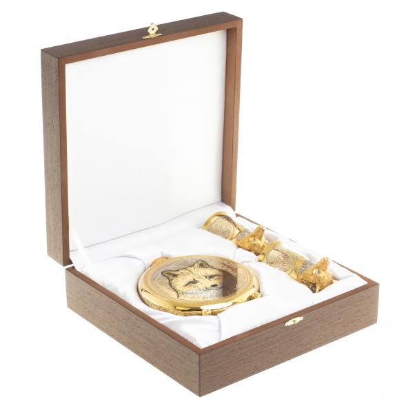 Подарочный набор &amp;quot;Лиса&amp;quot; фляжка и 2 стопки перевертыша Златоуст 123695