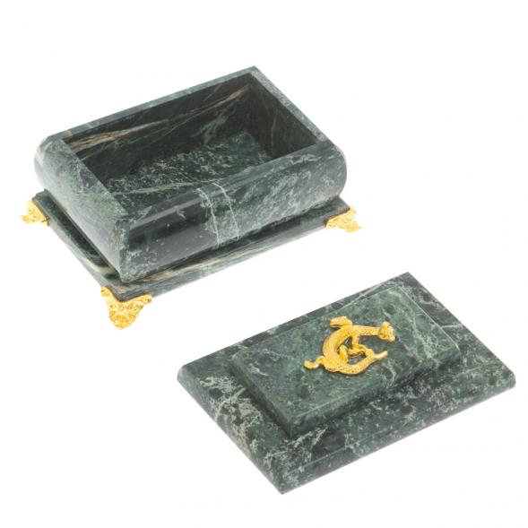 Шкатулка с зеркалом на ножках шабровский змеевик 10х7х6 см 127497