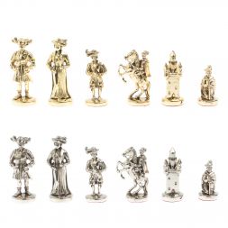 Шахматы "Средневековье" доска 44х44 см мрамор / змеевик