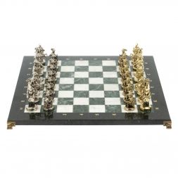 Шахматы "Средневековье" доска 44х44 см мрамор / змеевик