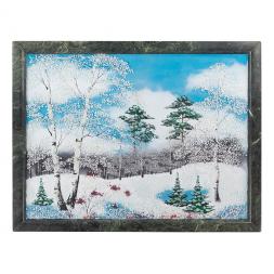 Картина из камня &amp;quot;Зимний пейзаж&amp;quot; рамка змеевик 34х44 см