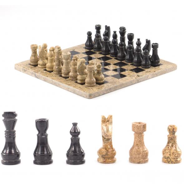 Каменные шахматы &amp;quot;Статус&amp;quot; доска 30х30 см камень ракушечник мрамор 121661