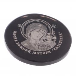 Икона в автомобиль "Казанская БМ" обсидиан черный 47 мм