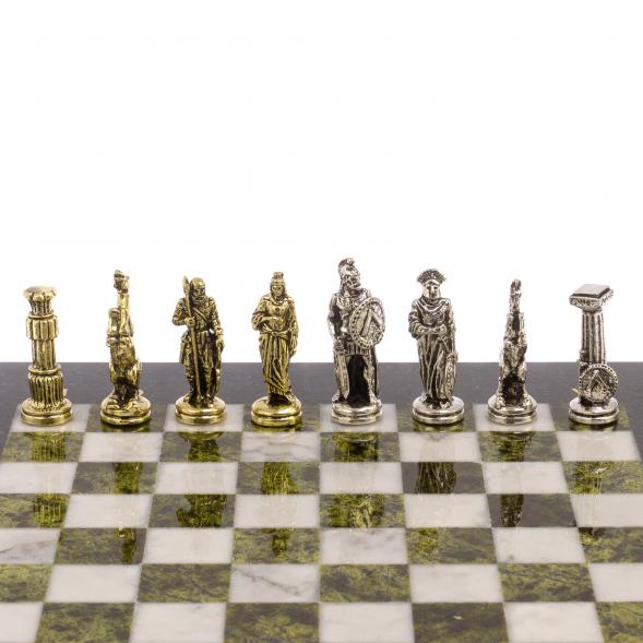 Шахматы &amp;quot;Царь Леонид&amp;quot; доска 28х28 см змеевик мрамор 126041