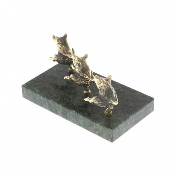 Статуэтка &amp;quot;Три поросенка&amp;quot; из бронзы и змеевика 117203