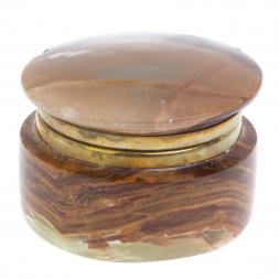 Шкатулка из зелено-коричневого оникса 6х6х4,5 см (2,5)