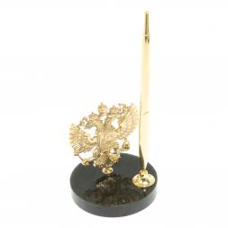 Подставка под ручку с Гербом РФ из нефрита и бронзы