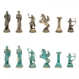 Шахматы &amp;quot;Римские лучники&amp;quot; фигуры бронза / патина 28х28 см из мрамора