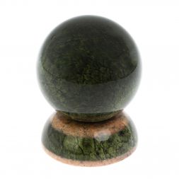 Шар на подставке 9,5 см из змеевика и розового мрамора