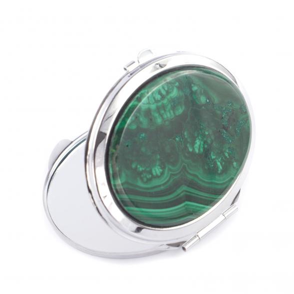 Зеркальце овальное из малахита цвет серебро 121278