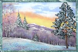 Картина из камня &amp;quot;Зимний пейзаж&amp;quot; рамка змеевик 45х65 см