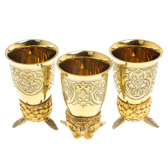 Подарочный набор &amp;quot;Филин&amp;quot; фляжка и 3 стопки перевертыша Златоуст 123697