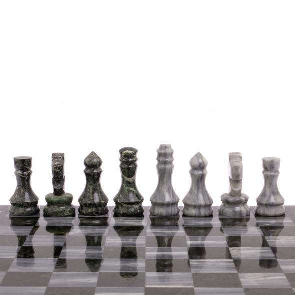Шахматы из камня &amp;quot;Традиционные&amp;quot; доска 38х38 см мрамор, змеевик 125194