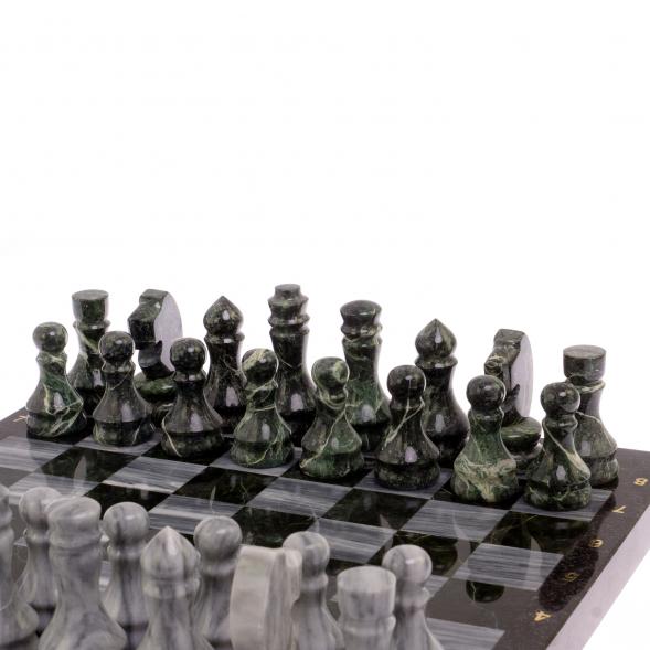 Шахматы из камня &amp;quot;Традиционные&amp;quot; доска 38х38 см мрамор, змеевик 125194