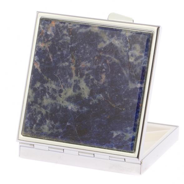 Таблетница на 4 отделения камень содалит цвет серебро 125974