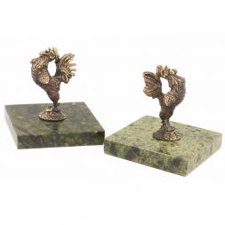 Статуэтка "Петушок кричит" большой бронза змеевик