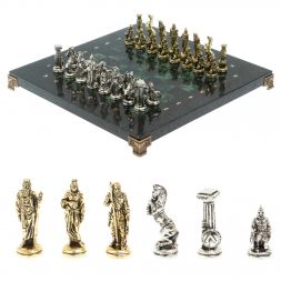 Шахматы &amp;quot;Царь Леонид&amp;quot; доска 28х28 см шабровский змеевик