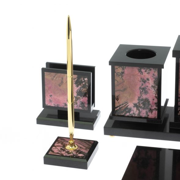 Настольный набор &amp;quot;Георгий Победоносец&amp;quot; из родонита 128961