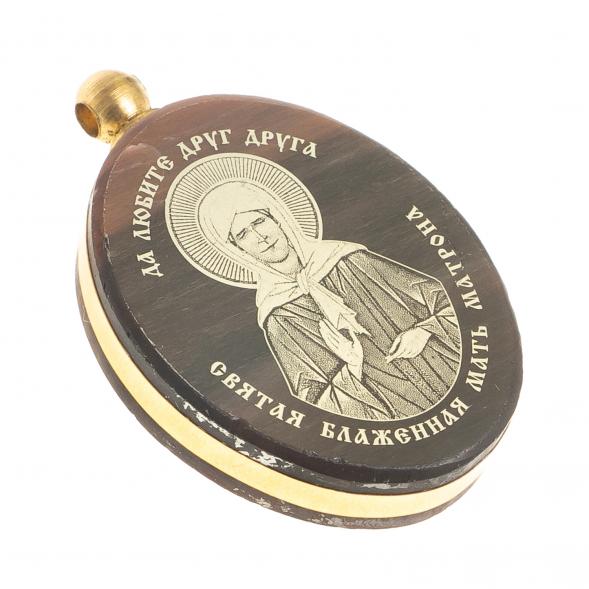 Брелок-кулон оберег «Святая Матрона Московская» из обсидиана