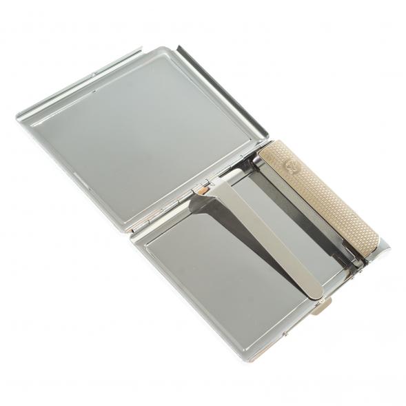 Портсигар на 10 сигарет с зажигалкой камень содалит 123425