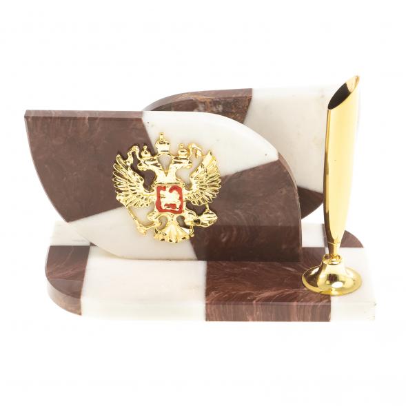 Визитница &amp;quot;Шахматная&amp;quot; с подставкой под ручку камень мрамор, лемезит 123615