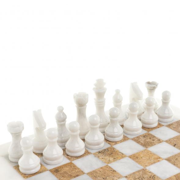 Шахматы &amp;quot;Стандарт&amp;quot; мрамор, ракушечник доска 30х30см 123972