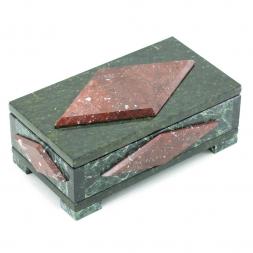 Каменная шкатулка &amp;quot;Ромб&amp;quot; большой змеевик креноид 19х10х7,5 см