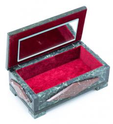 Каменная шкатулка &amp;quot;Ромб&amp;quot; большой змеевик креноид 19х10х7,5 см