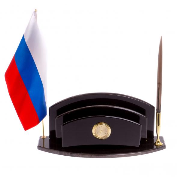 Набор для офисного стола &amp;quot;Мини 4&amp;quot; из черно-серого обсидиана 125812